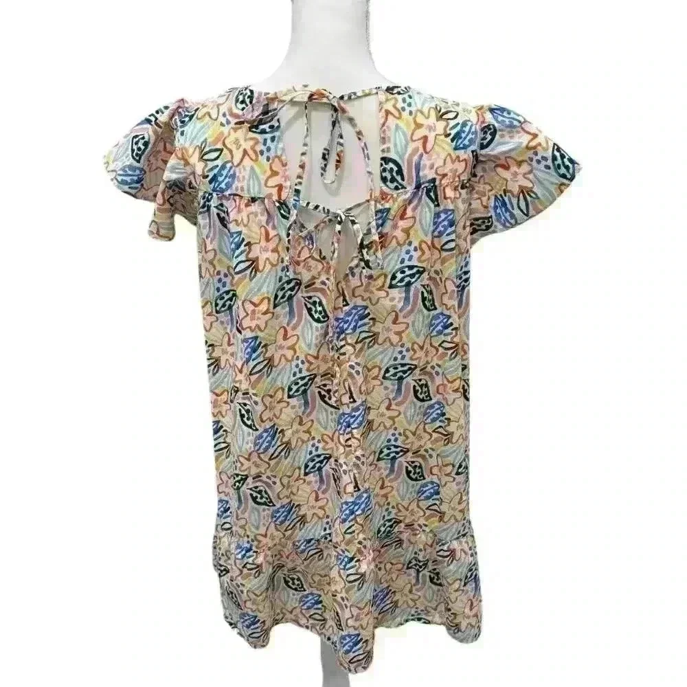 PINCH - Abstract Floral Dress with Flutter Sleeve- Size S - Picture 3 of 5